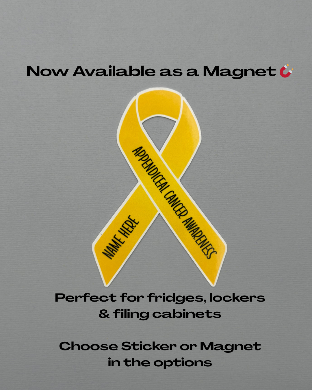 Appendiceal Cancer Awareness Custom Ribbon Sticker or Magnet