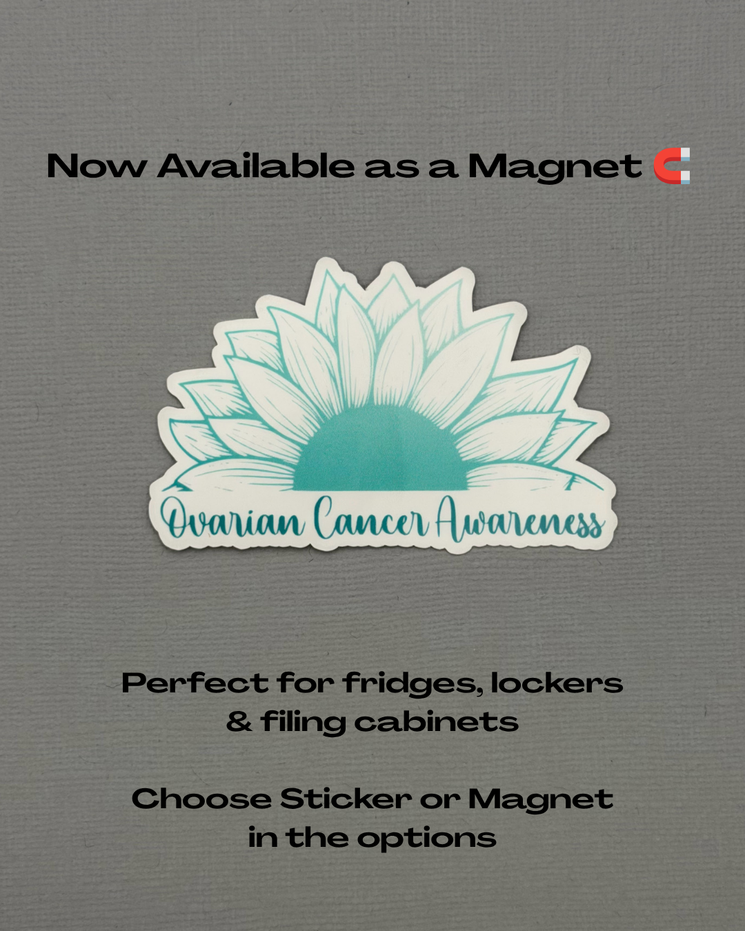 Ovarian Cancer Awareness Sunflower Sticker or Magnet