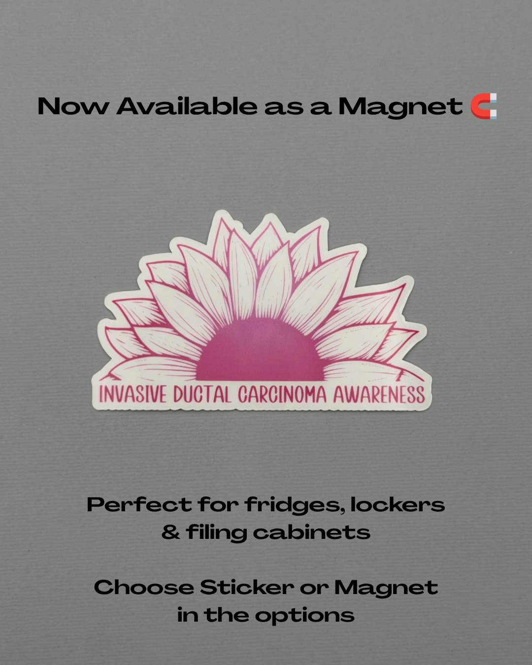 Invasive Ductal Carcinoma (IDC) Awareness Sunflower Sticker or Magnet