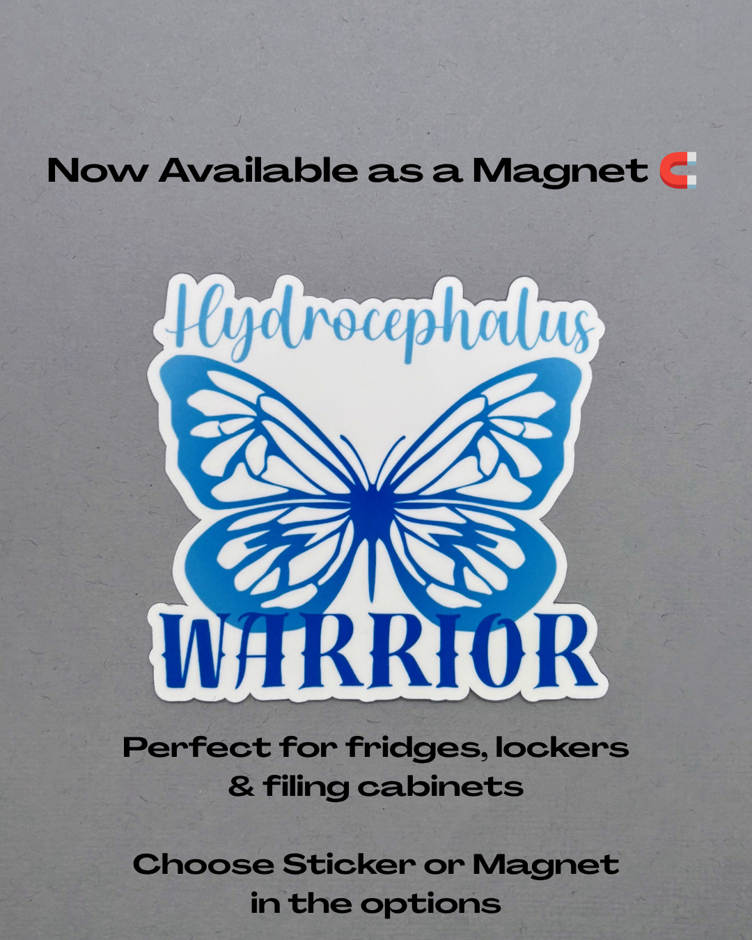 Hydrocephalus Warrior Butterfly Sticker or Magnet