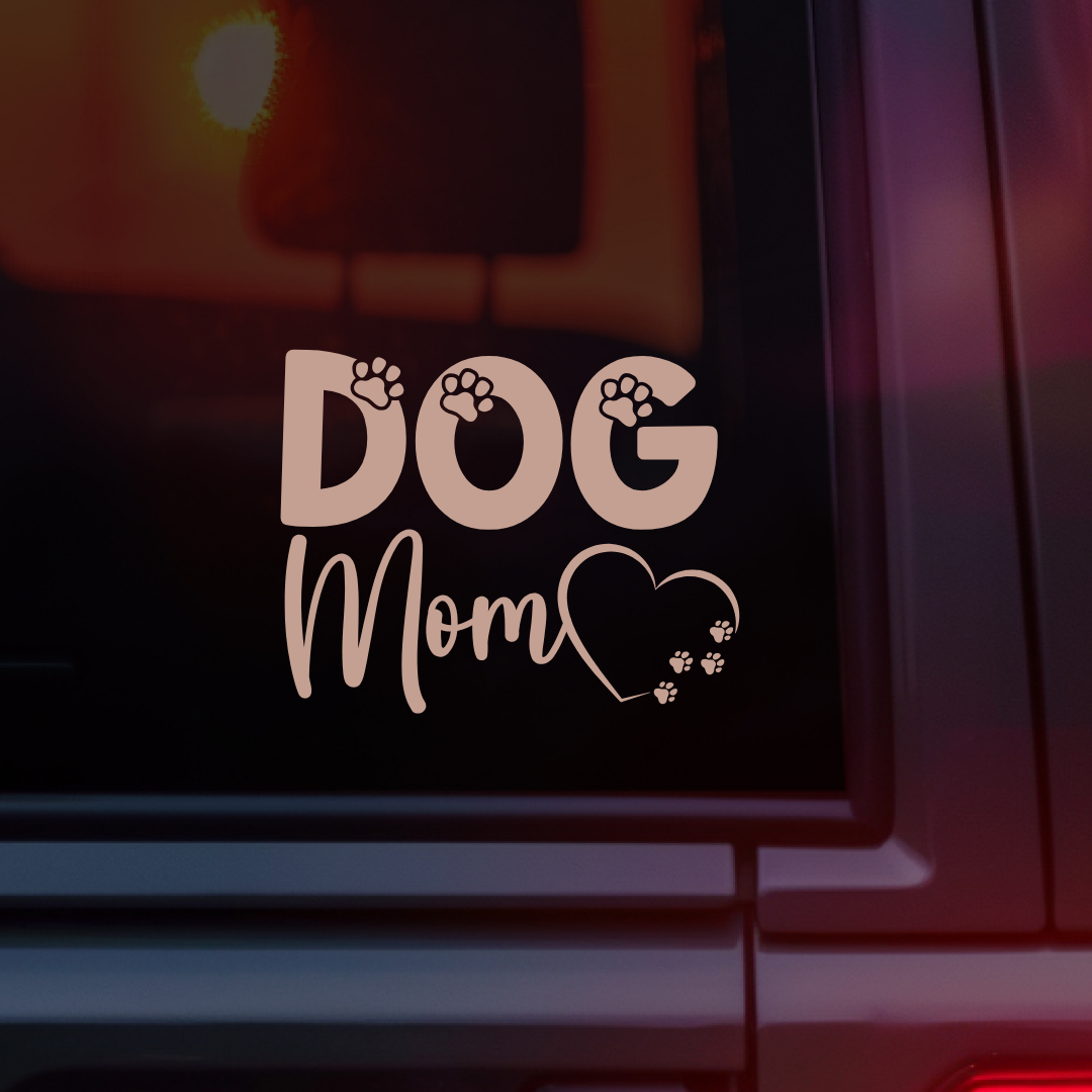 Dog Mom Car Decal - Tan