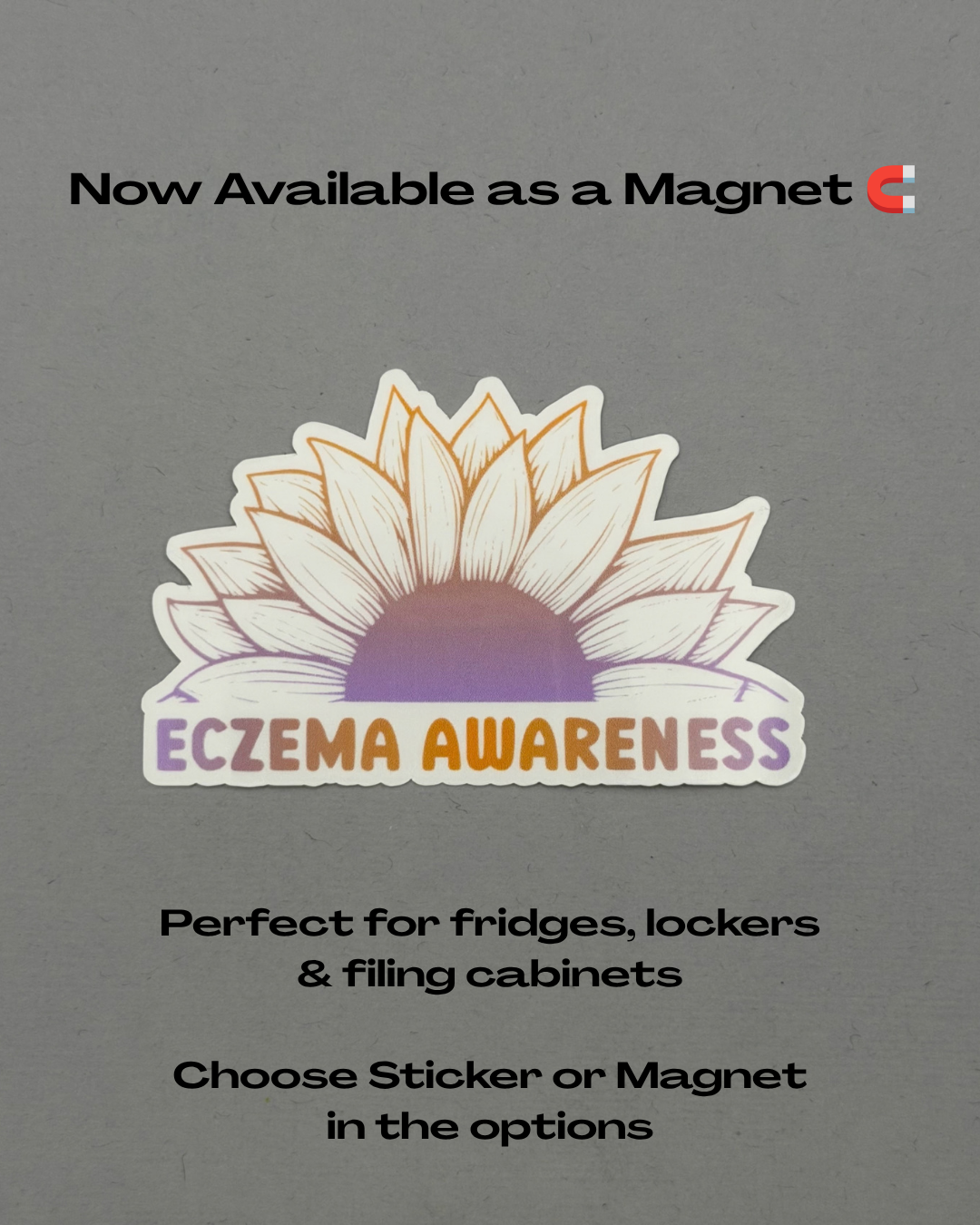 Eczema Awareness Sunflower Sticker or Magnet