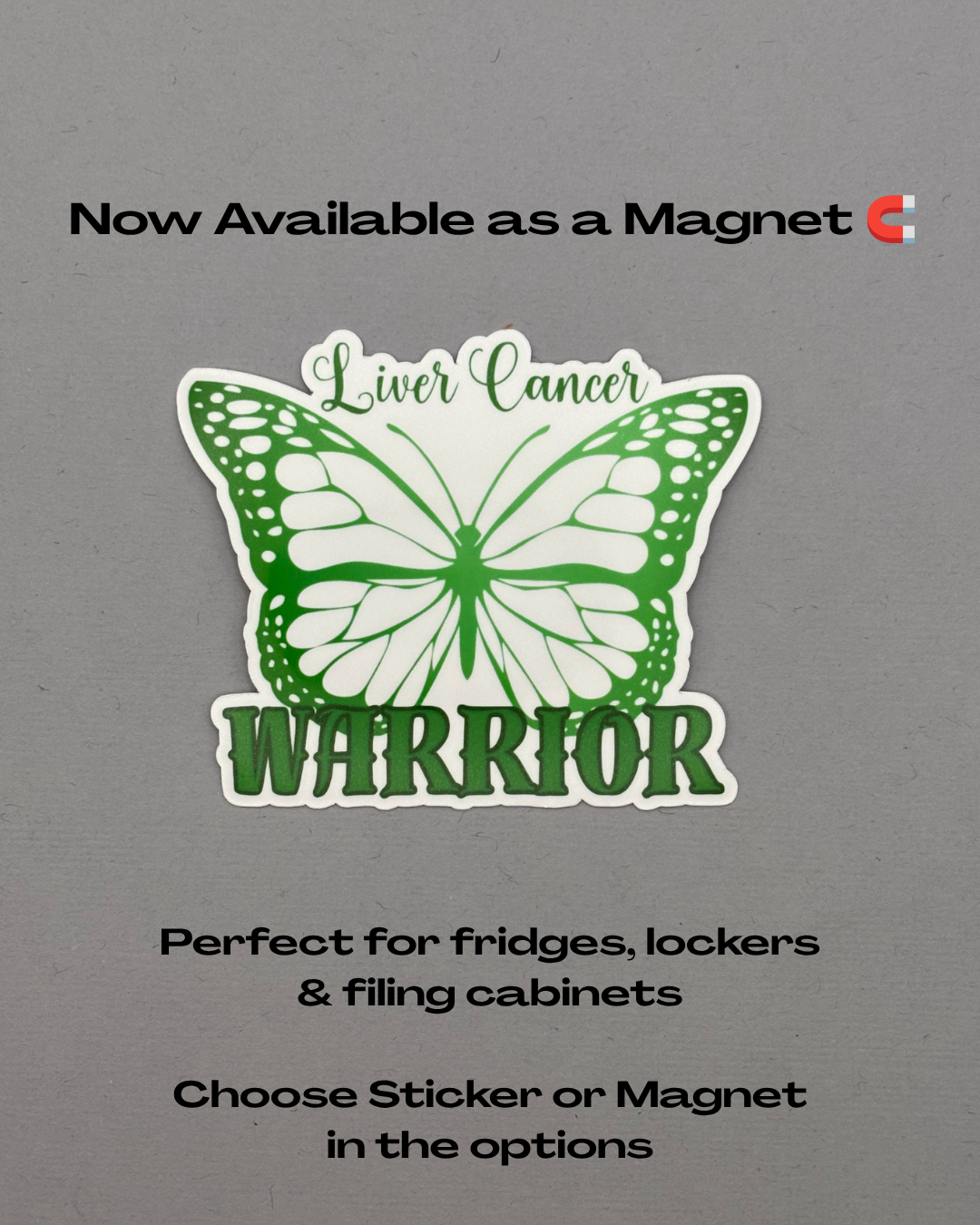 Liver Cancer Warrior Butterfly Sticker or Magnet