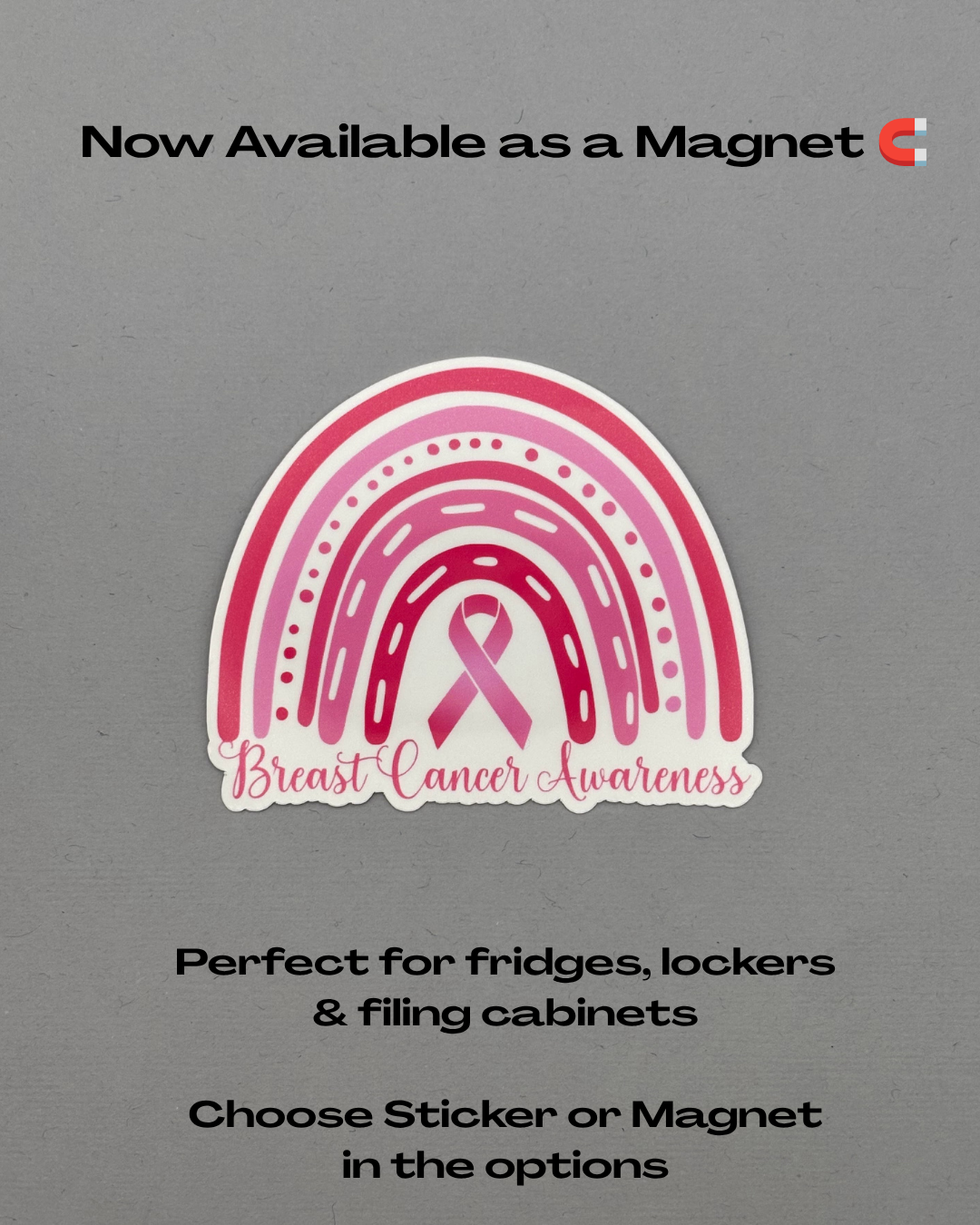 Breast Cancer Awareness Rainbow Sticker or Magnet