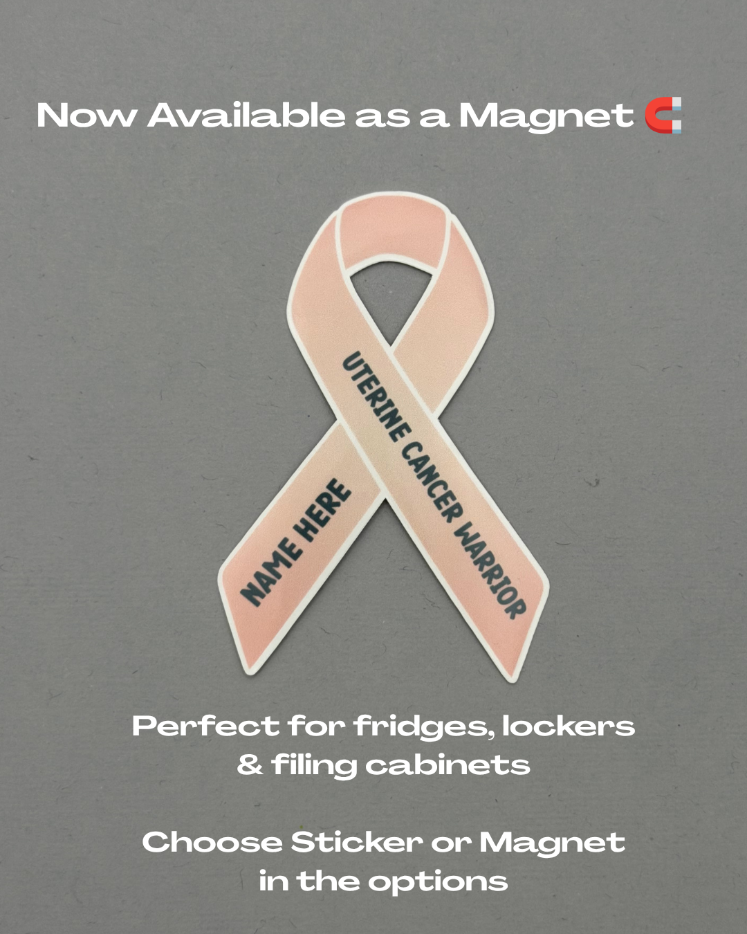 Uterine Cancer Warrior Custom Ribbon Sticker or Magnet