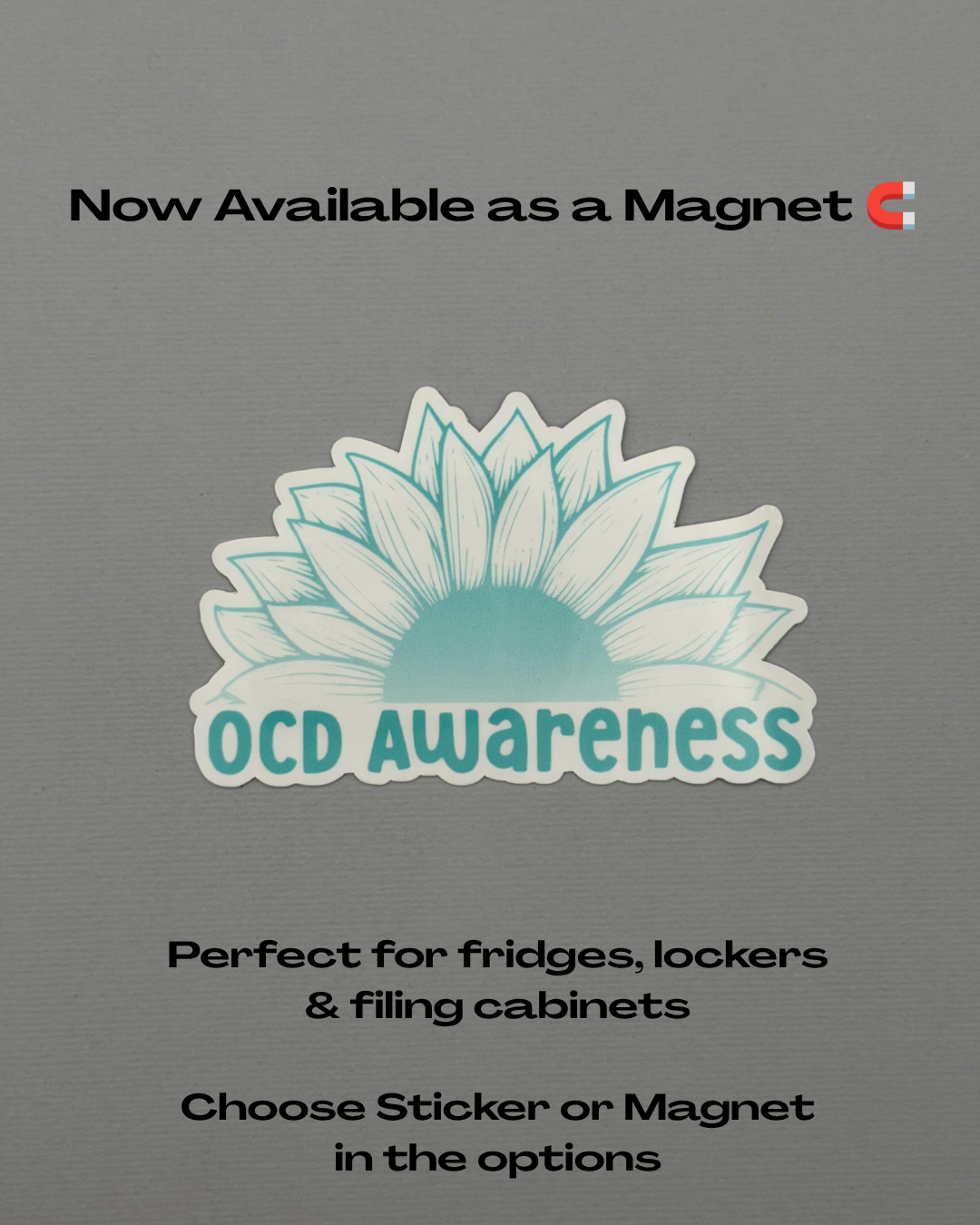 OCD Awareness Sunflower Sticker or Magnet | Obsessive-Compulsive Disorder