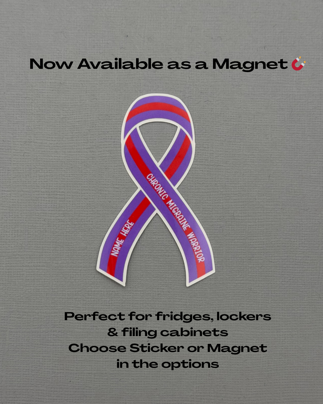 Chronic Migraine Warrior Custom Ribbon Sticker or Magnet