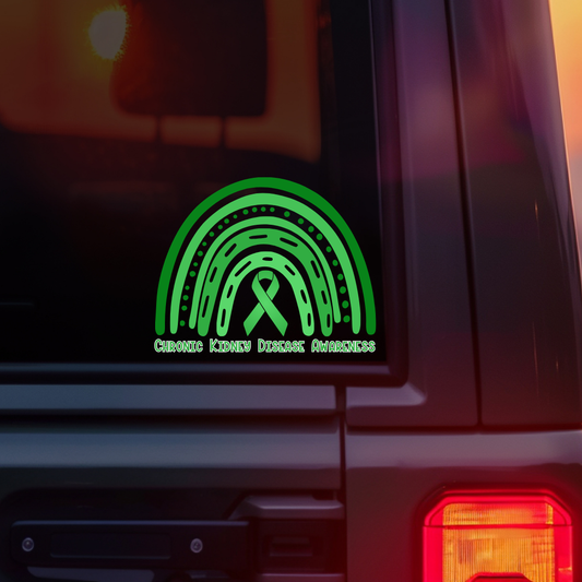 Chronic Kidney Disease Awareness Rainbow Car Decal