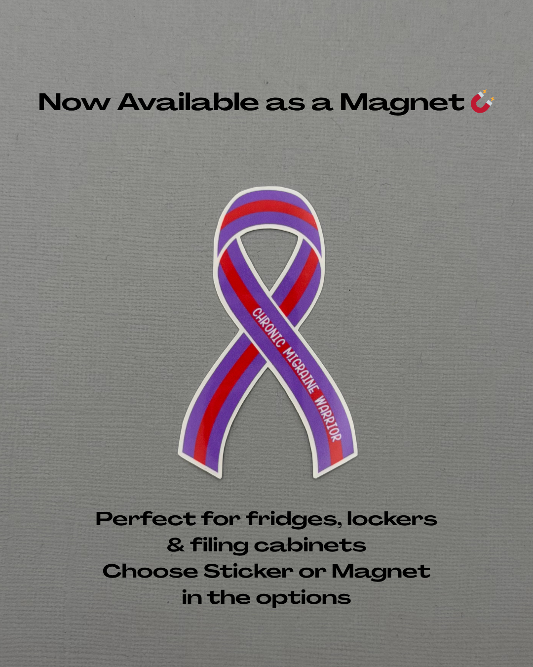 Chronic Migraine Warrior Ribbon Sticker or Magnet