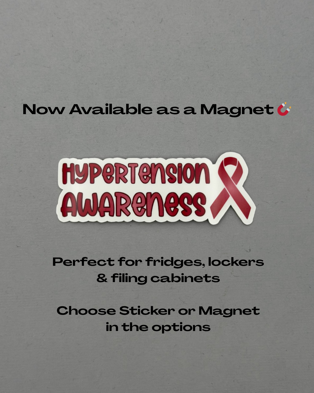 Hypertension Awareness with Ribbon Sticker or Magnet