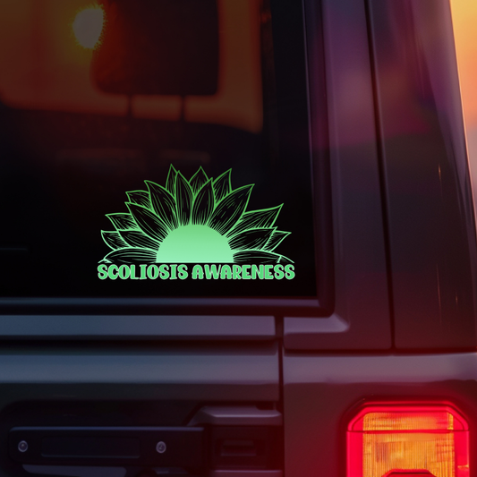 Scoliosis Awareness Sunflower Car Decal