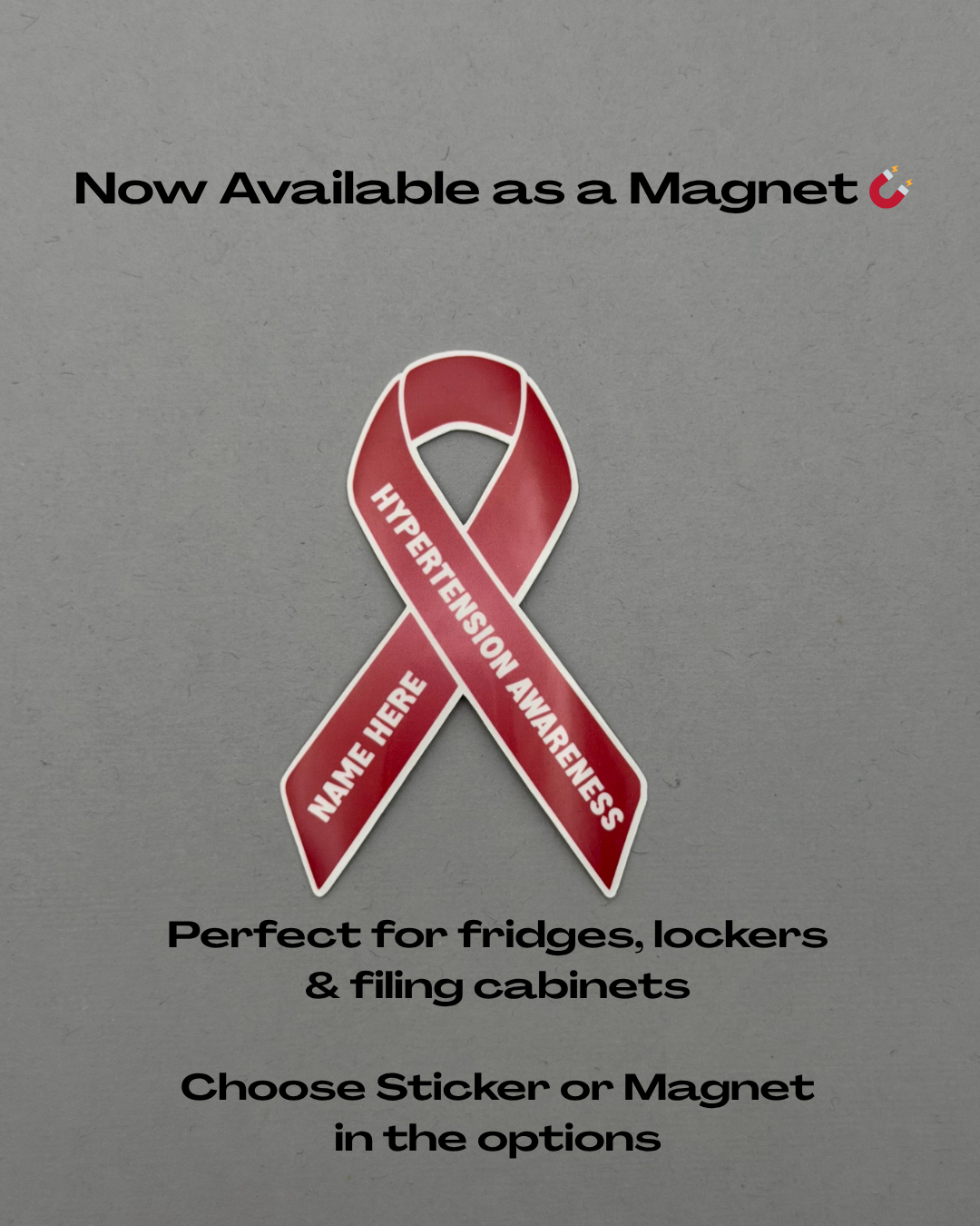 Hypertension Awareness Custom Ribbon Sticker or Magnet