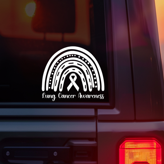 Lung Cancer Awareness Rainbow Car Decal