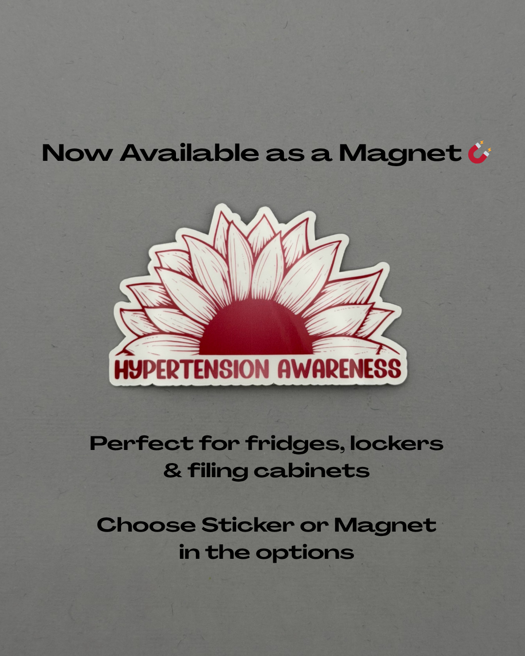 Hypertension Awareness Sunflower Sticker or Magnet
