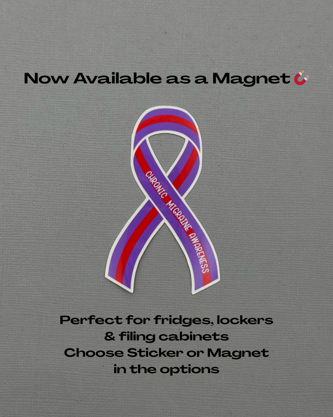 Chronic Migraine Awareness Ribbon Sticker or Magnet