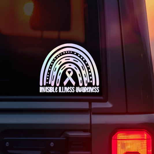 Invisible Illness Awareness Rainbow Car Decal