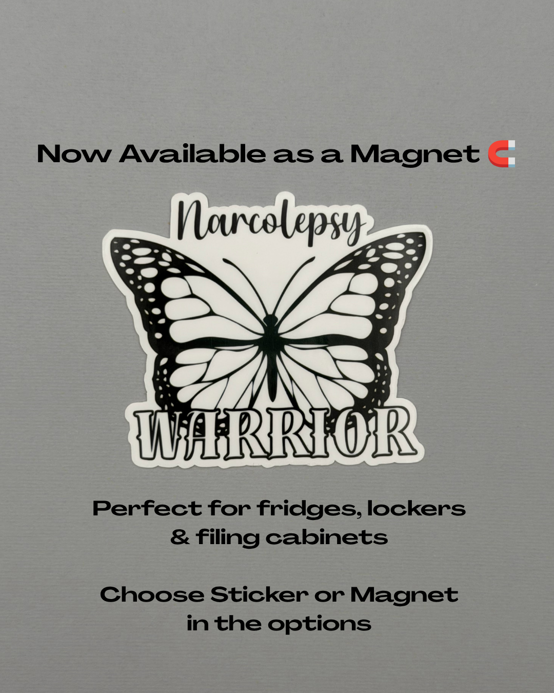 Narcolepsy Warrior Butterfly Sticker or Magnet
