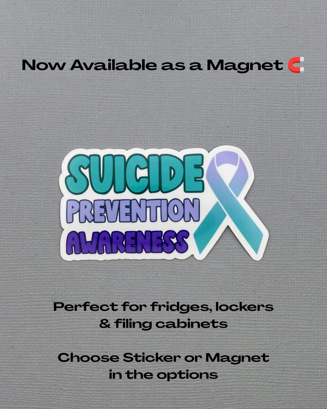 Suicide Prevention Awareness with Ribbon Sticker or Magnet