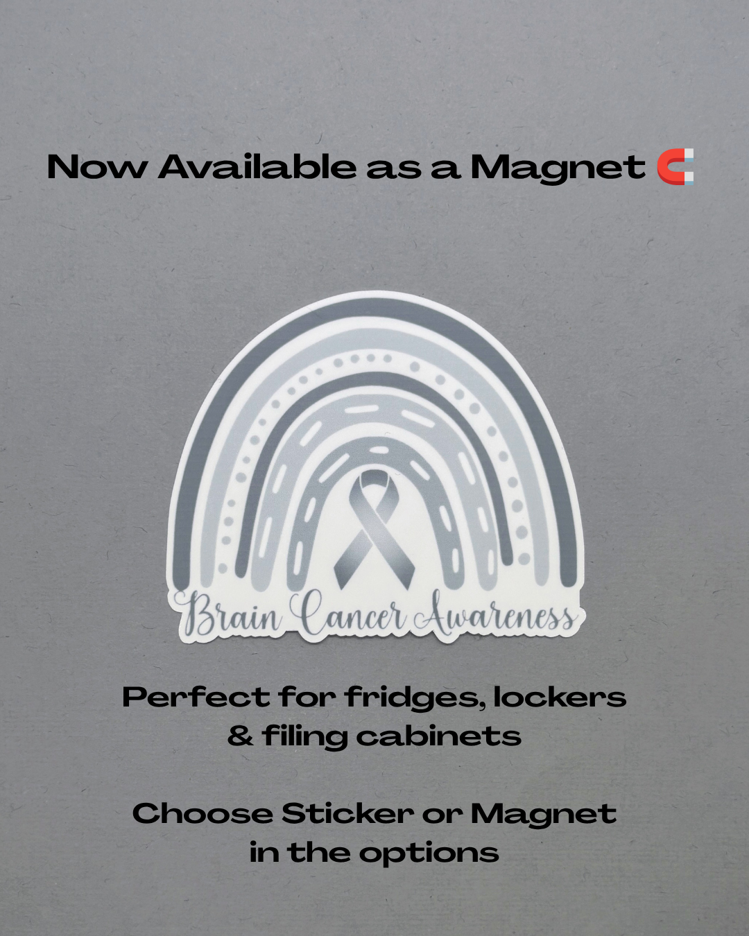 Brain Cancer Awareness Rainbow Sticker or Magnet