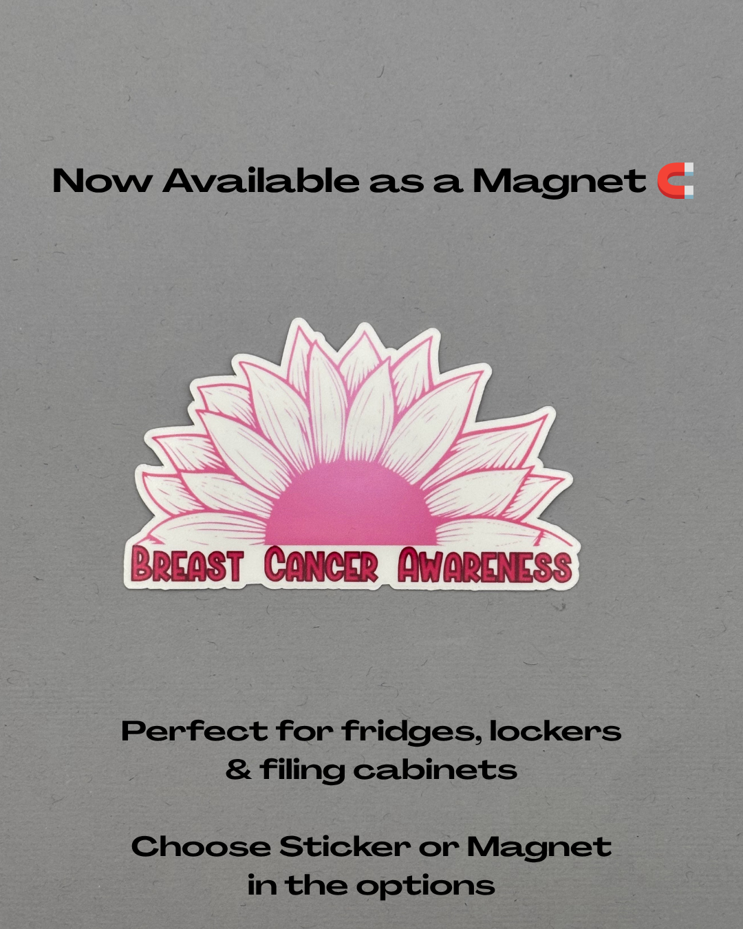 Breast Cancer Awareness Sunflower Sticker or Magnet
