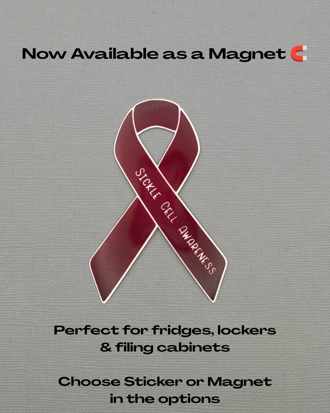 Sickle Cell Awareness Ribbon Sticker or Magnet