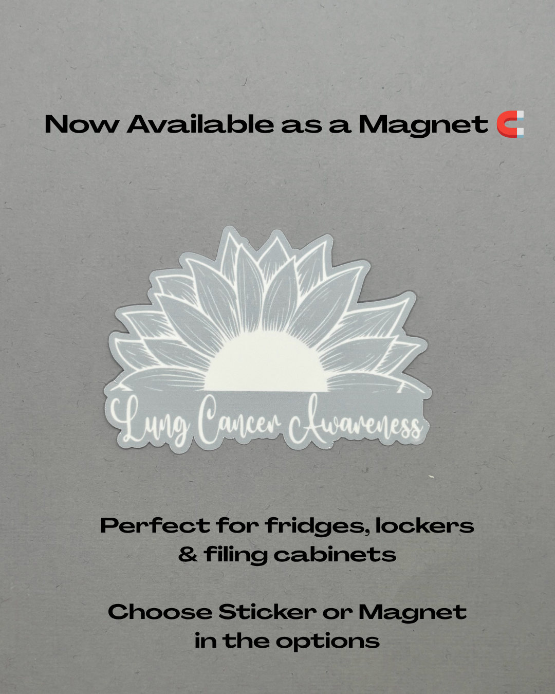 Lung Cancer Awareness Sunflower Sticker or Magnet