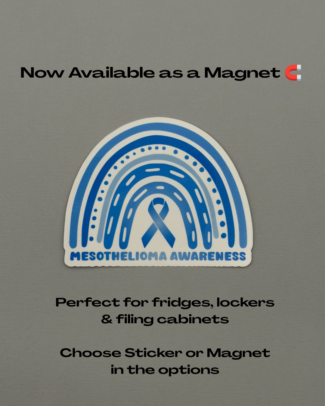 Mesothelioma Awareness Rainbow Sticker or Magnet