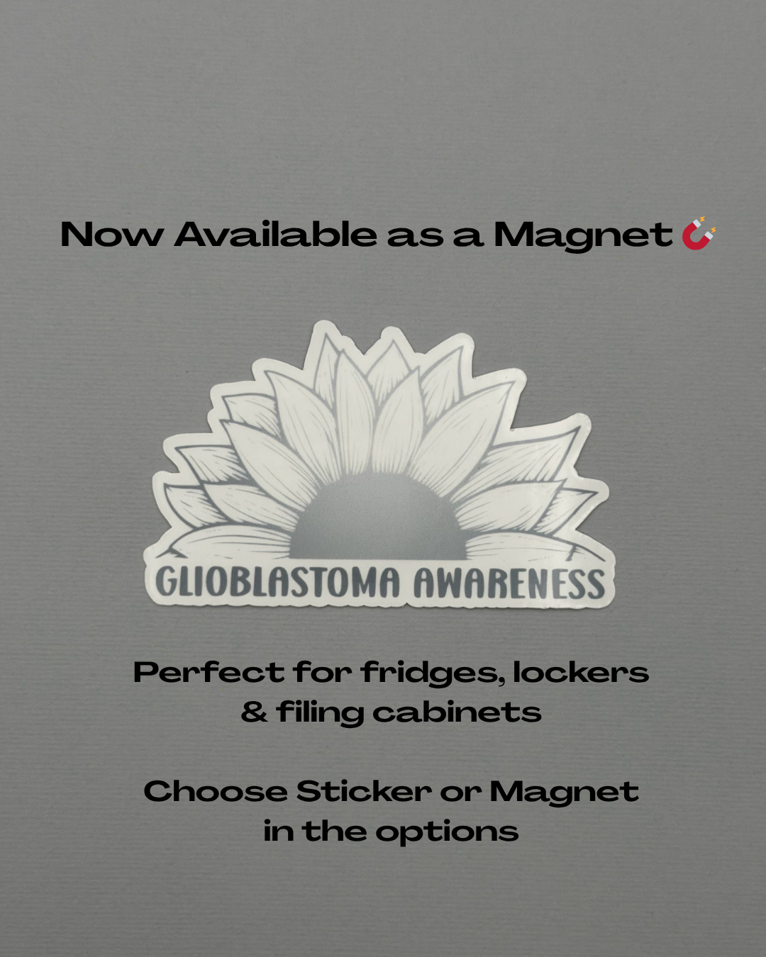 Glioblastoma Awareness Sunflower Sticker or Magnet