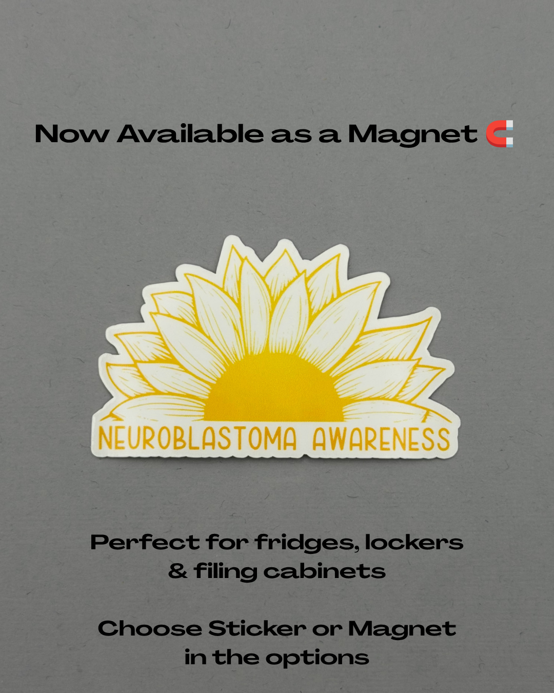 Neuroblastoma Awareness Sunflower Sticker or Magnet