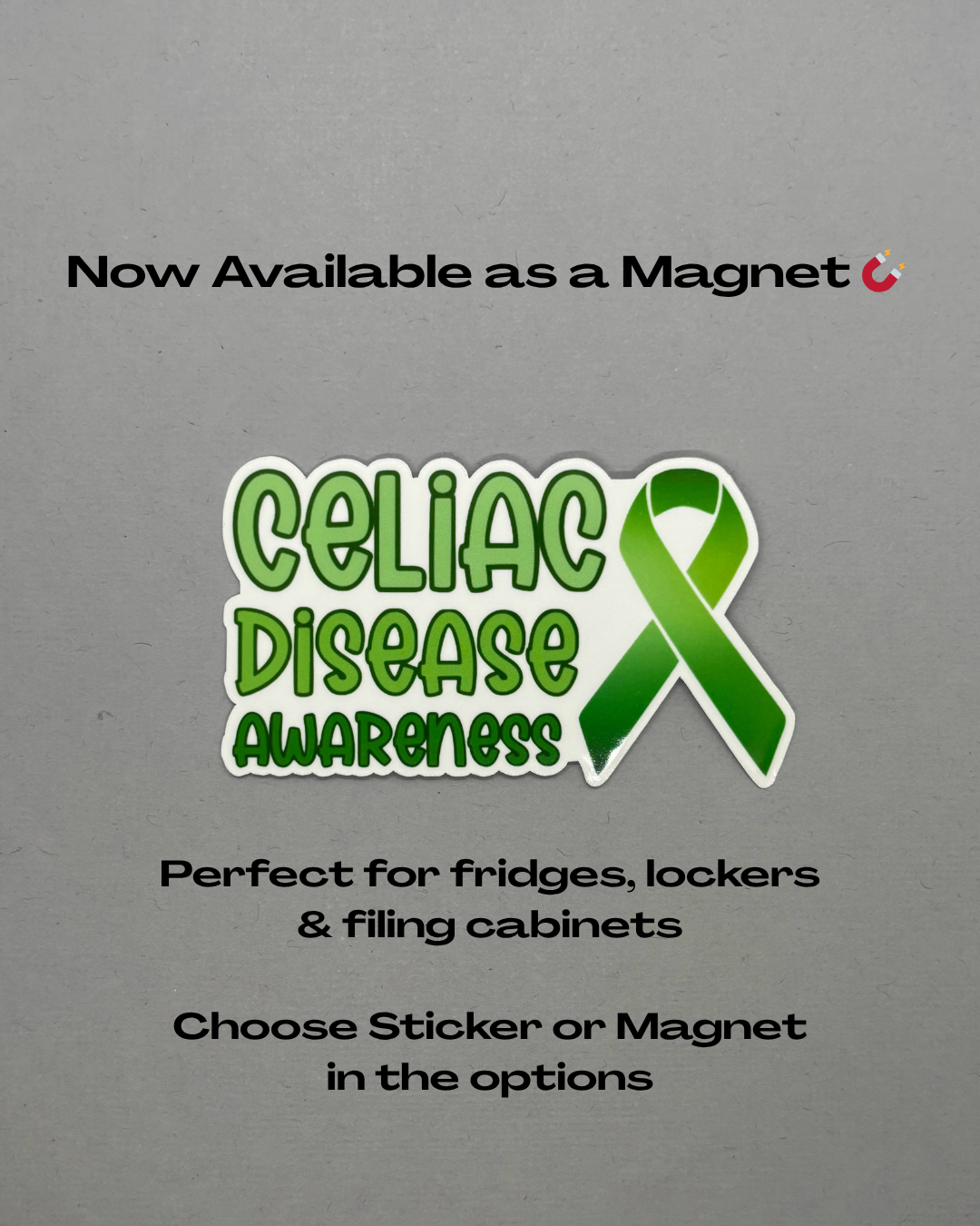 Celiac Disease Awareness with Ribbon Sticker or Magnet