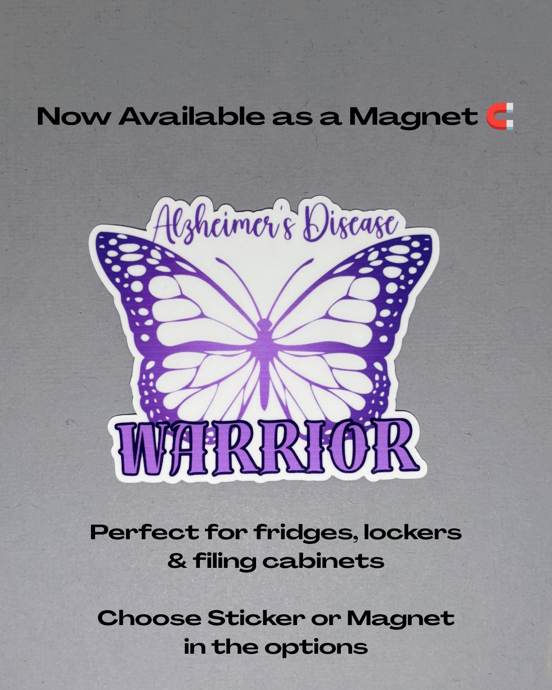 Alzheimer's Disease Warrior Butterfly Sticker or Magnet
