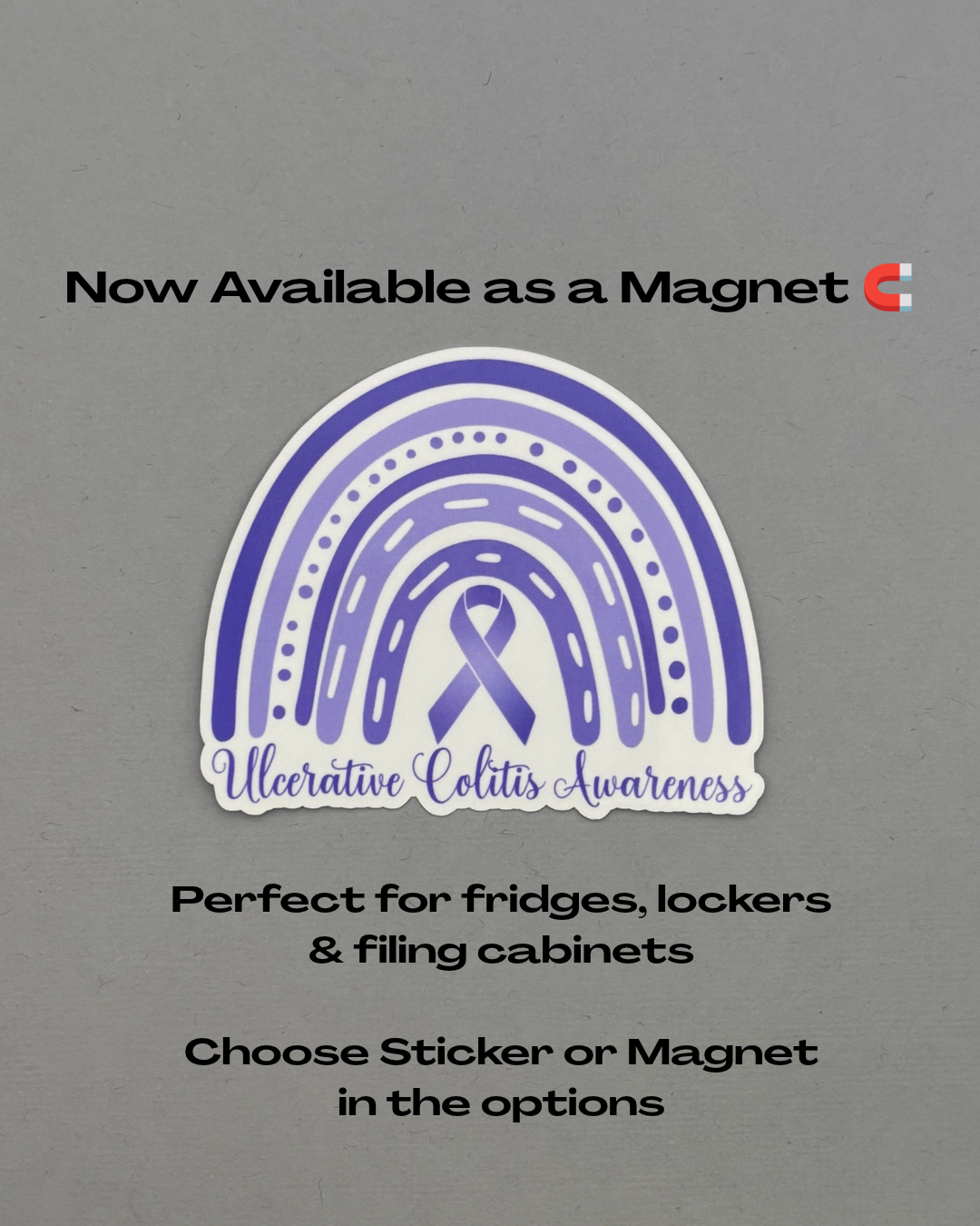 Ulcerative Colitis Awareness Rainbow Sticker or Magnet