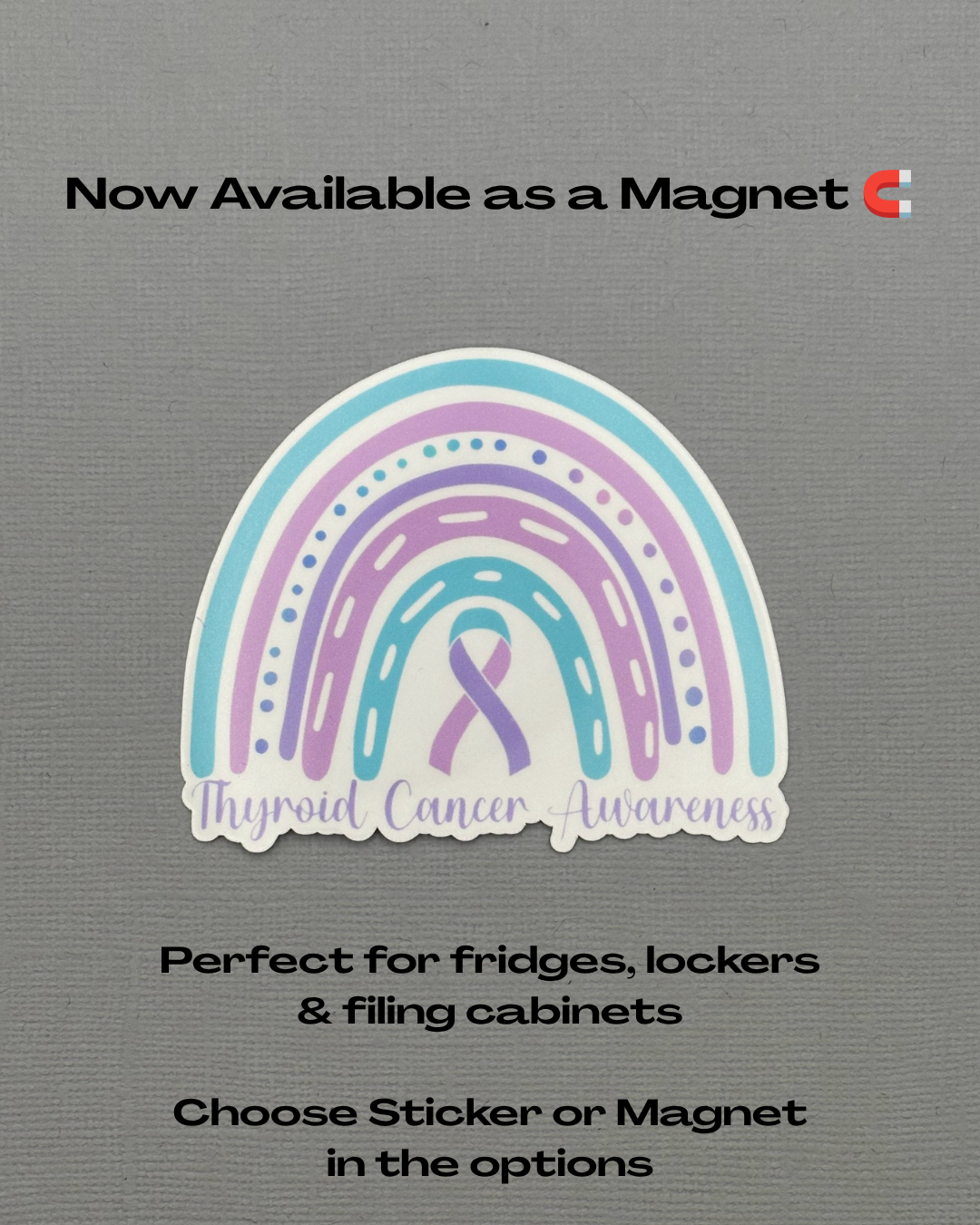 Thyroid Cancer Awareness Rainbow Sticker or Magnet