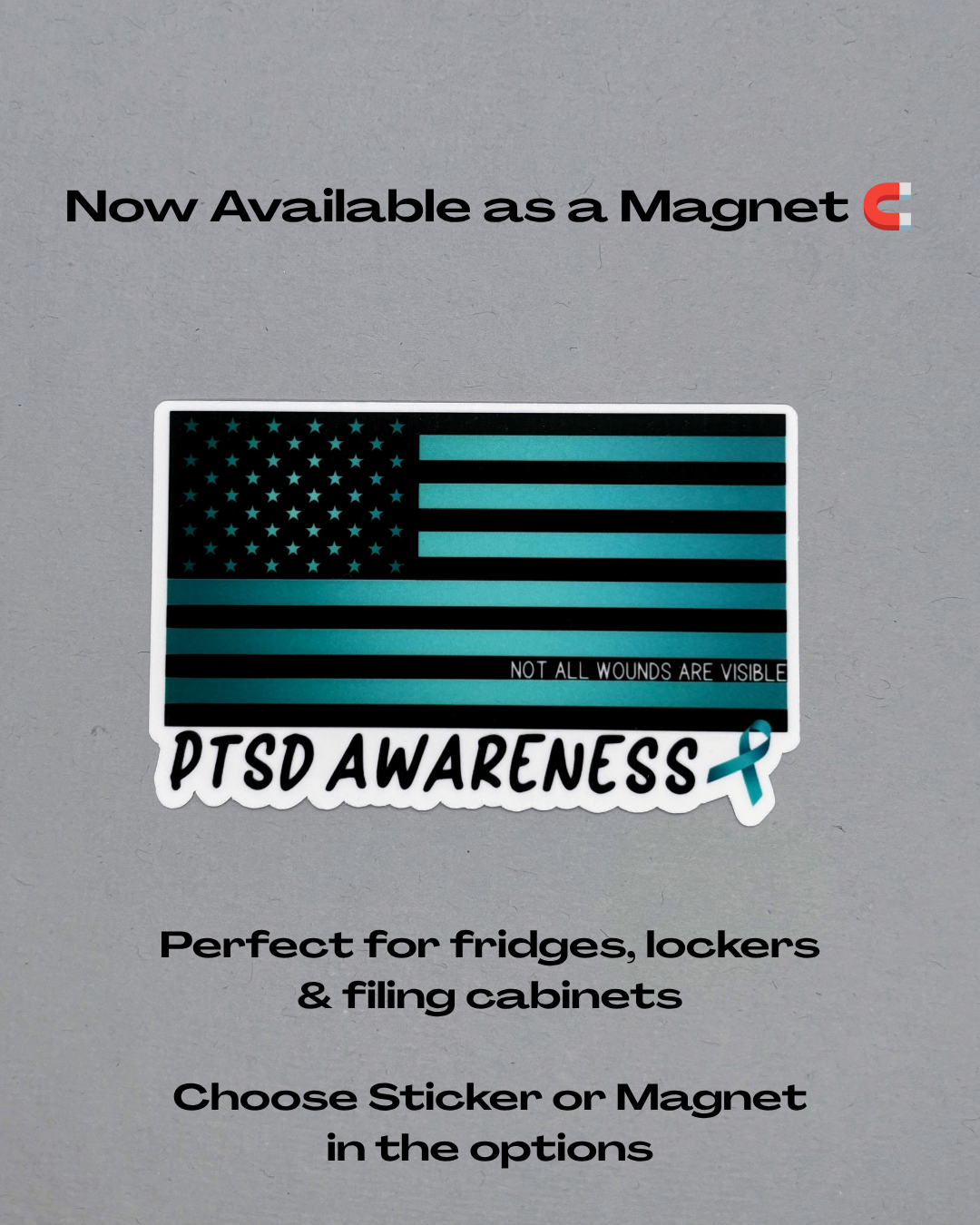 PTSD Awareness American Flag Sticker or Magnet