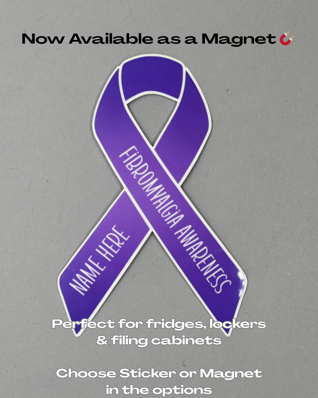 Fibromyalgia Awareness Custom Ribbon Sticker or Magnet