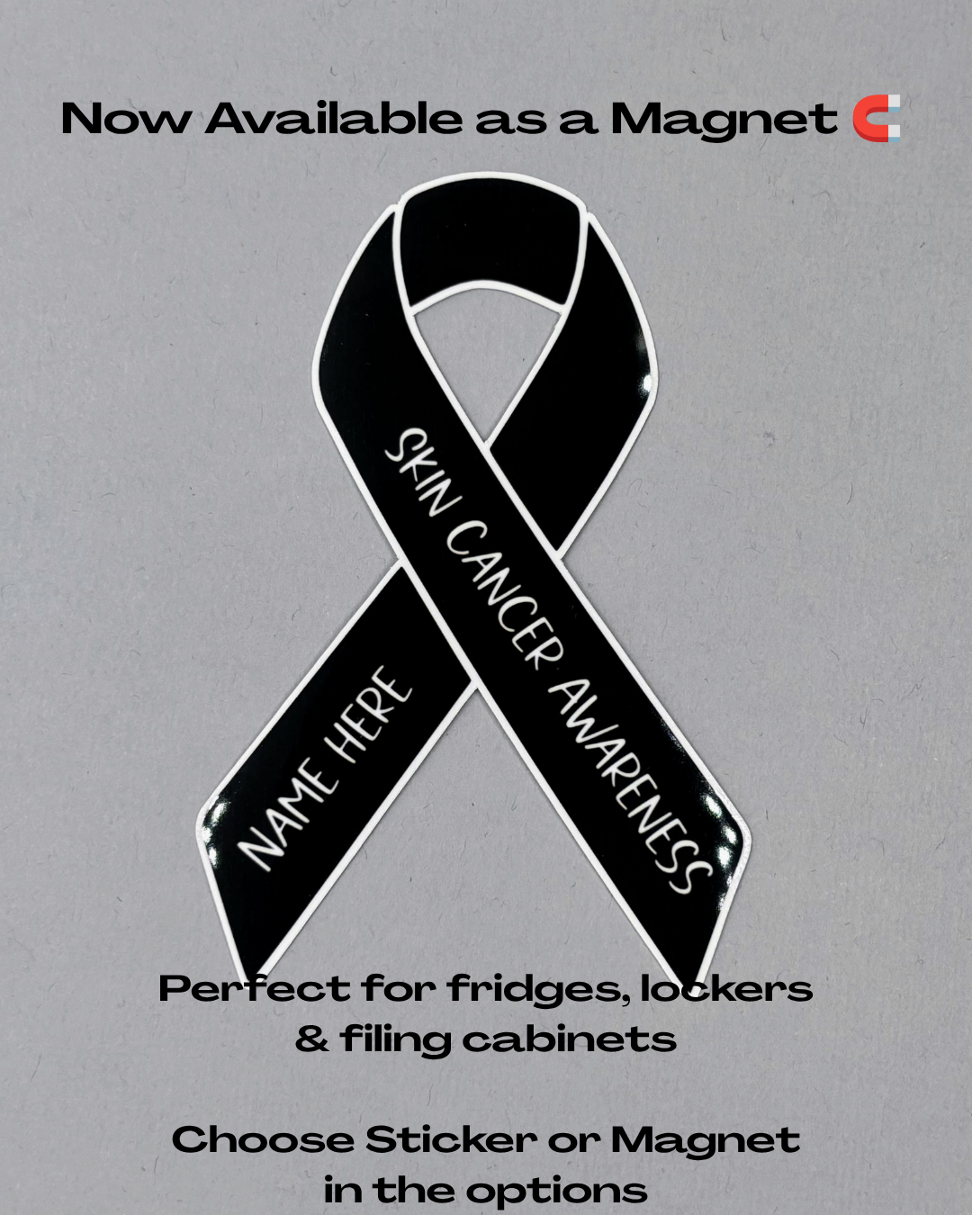 Skin Cancer Awareness Custom Ribbon Sticker or Magnet