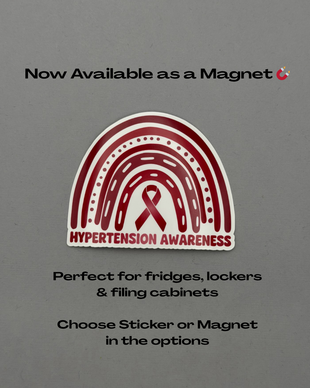 Hypertension Awareness Rainbow Sticker or Magnet