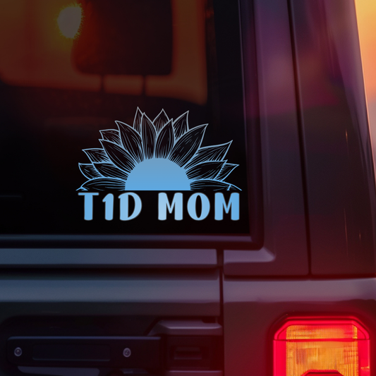 T1D Mom Sunflower Car Decal