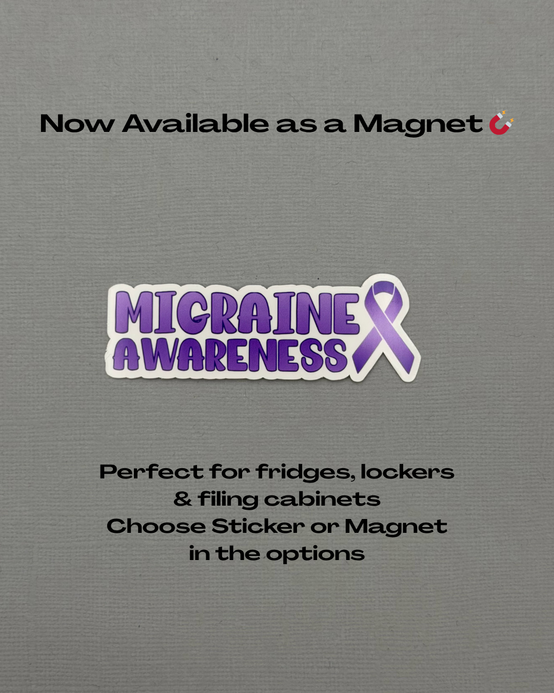 Migraine Awareness with Ribbon Sticker or Magnet