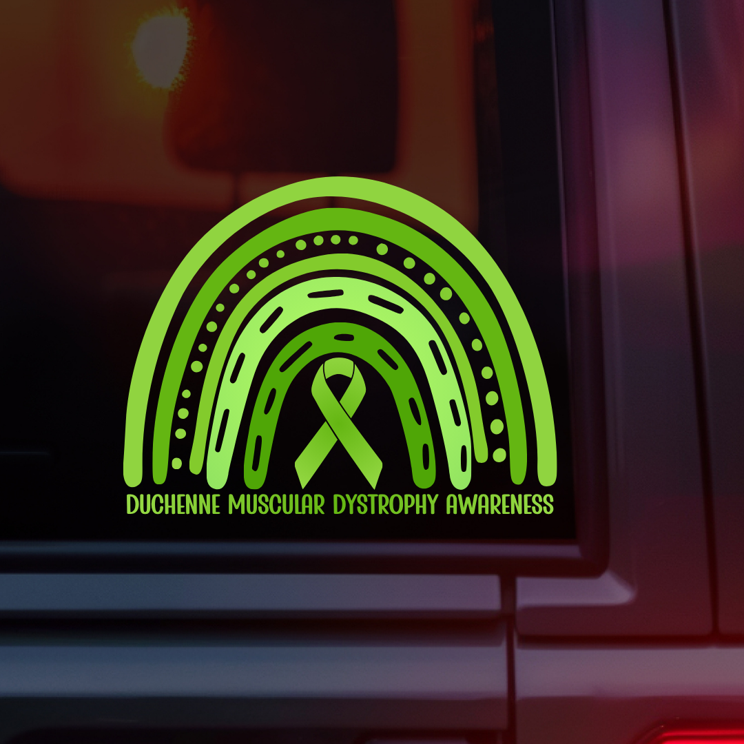 Duchenne Muscular Dystrophy Awareness Rainbow Car Decal