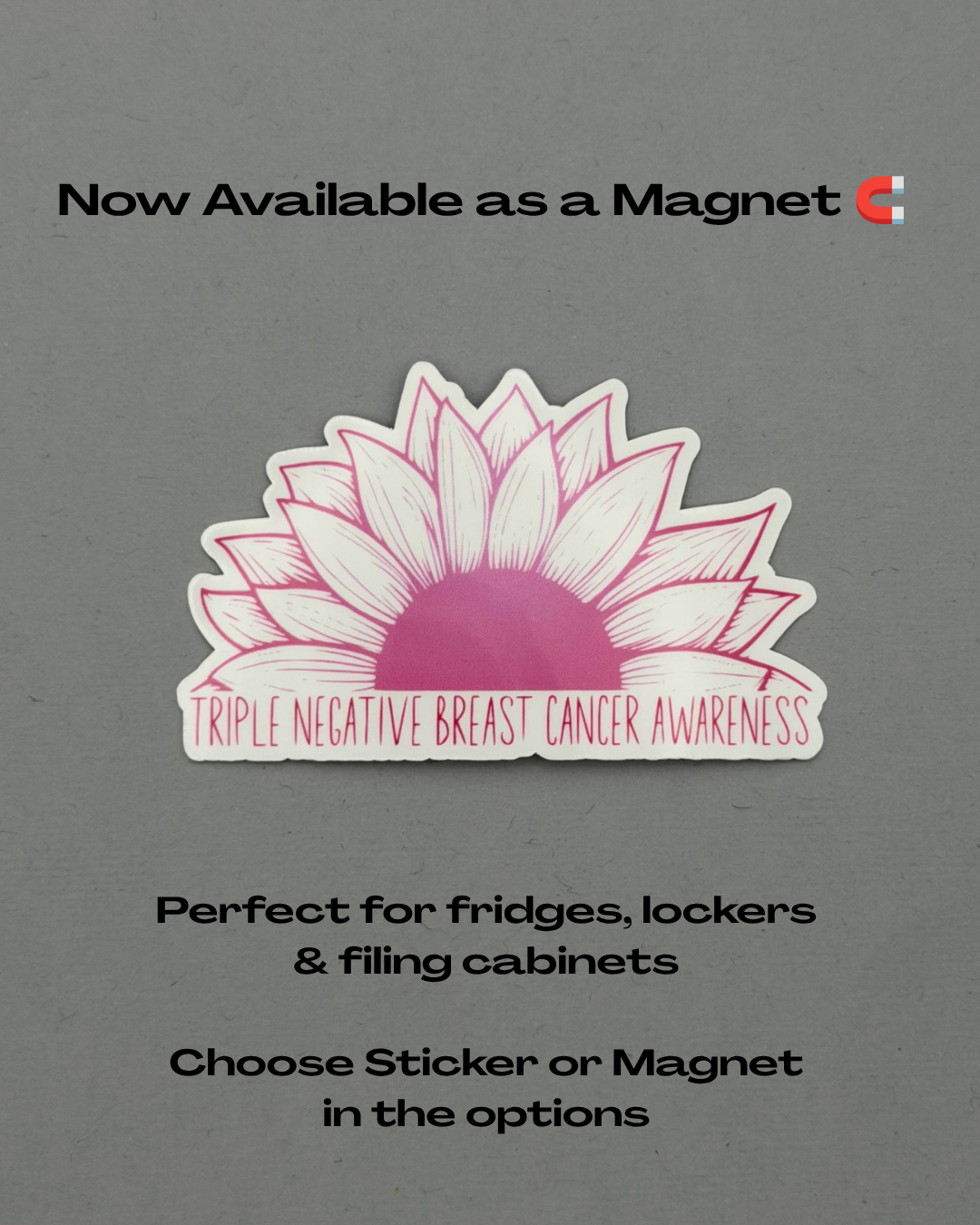 Triple Negative Breast Cancer Awareness Sunflower Sticker or Magnet
