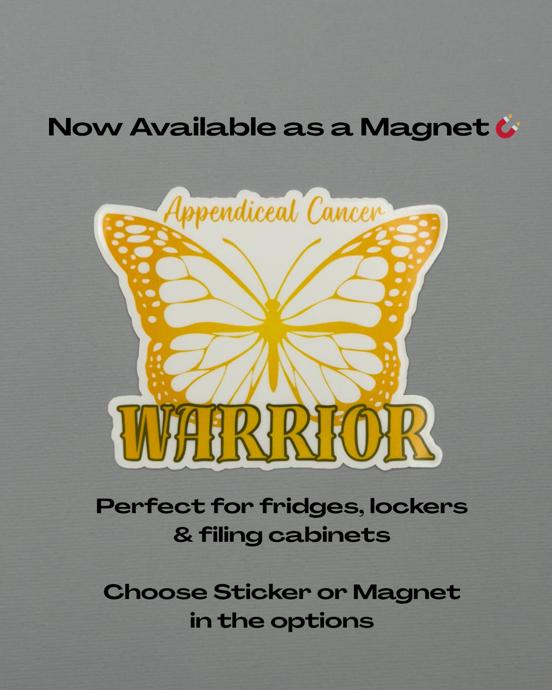 Appendiceal Cancer Warrior Butterfly Sticker or Magnet
