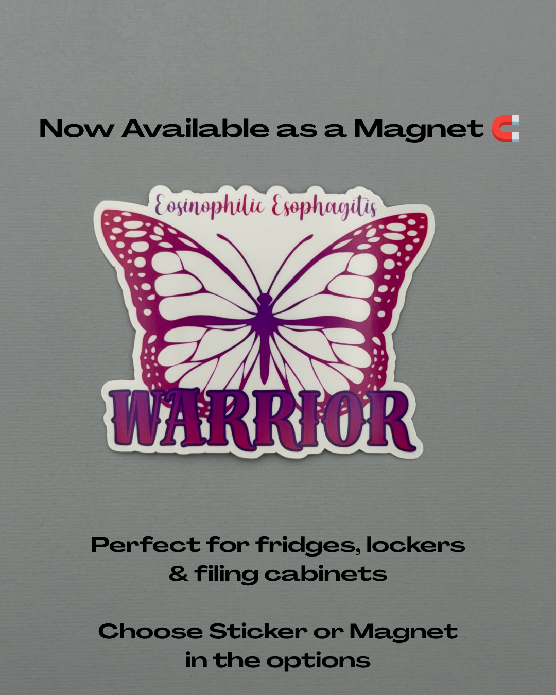 Eosinophilic Esophagitis Warrior Butterfly Sticker or Magnet | EoE