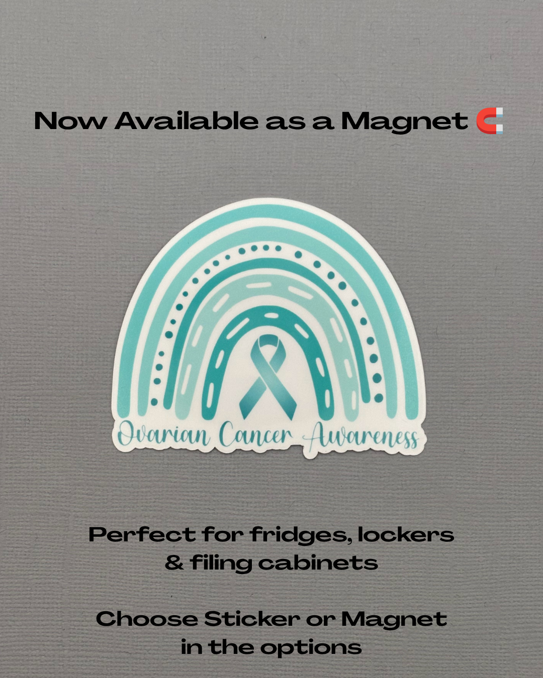 Ovarian Cancer Awareness Rainbow Sticker or Magnet