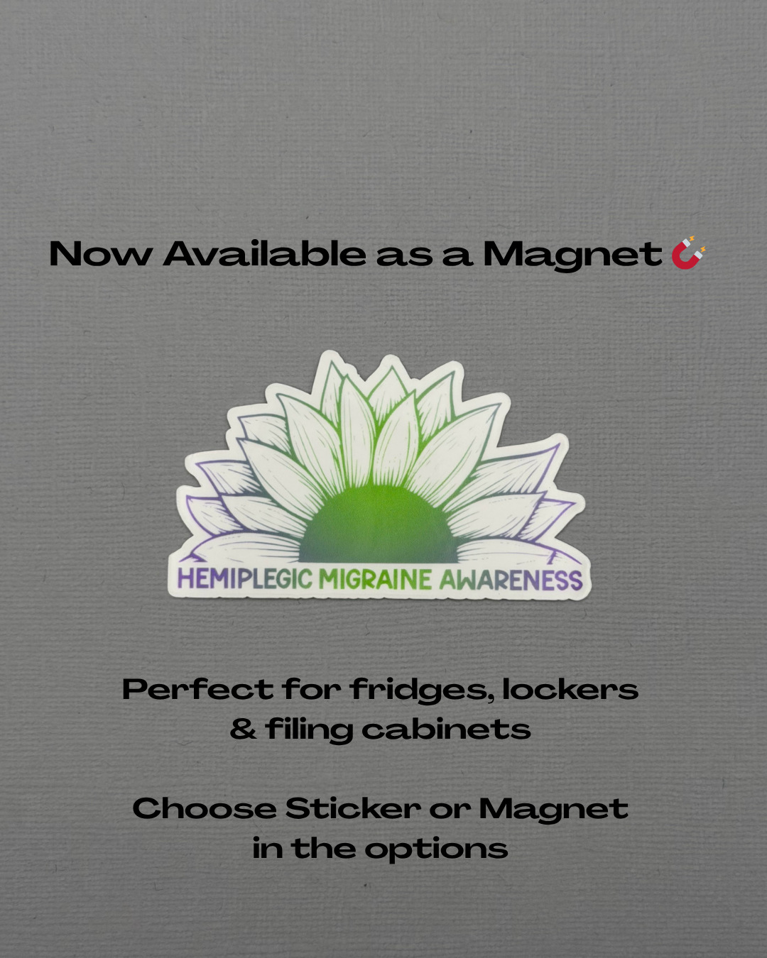 Hemiplegic Migraine Awareness Sunflower Sticker or Magnet