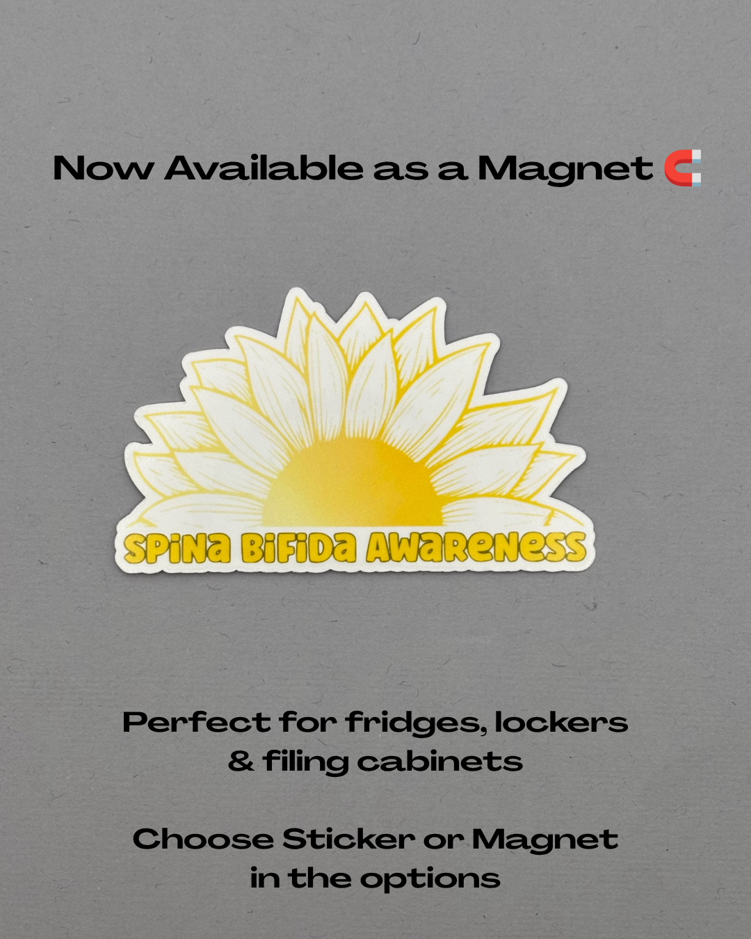 Spina Bifida Awareness Sunflower Sticker or Magnet