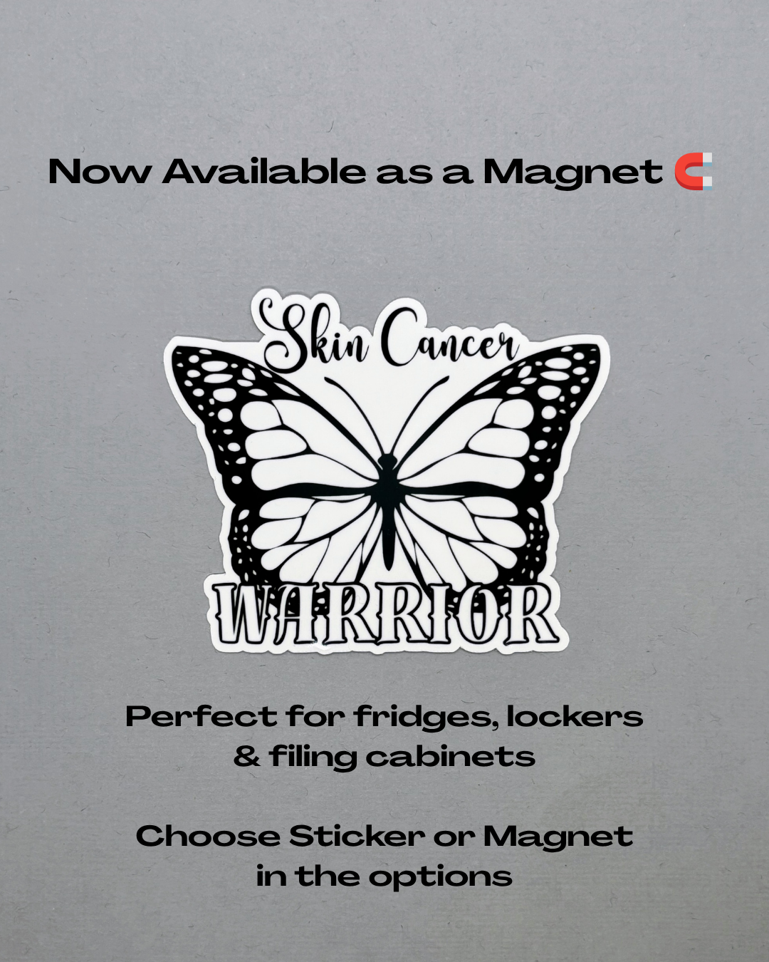 Skin Cancer Warrior Butterfly Sticker or Magnet