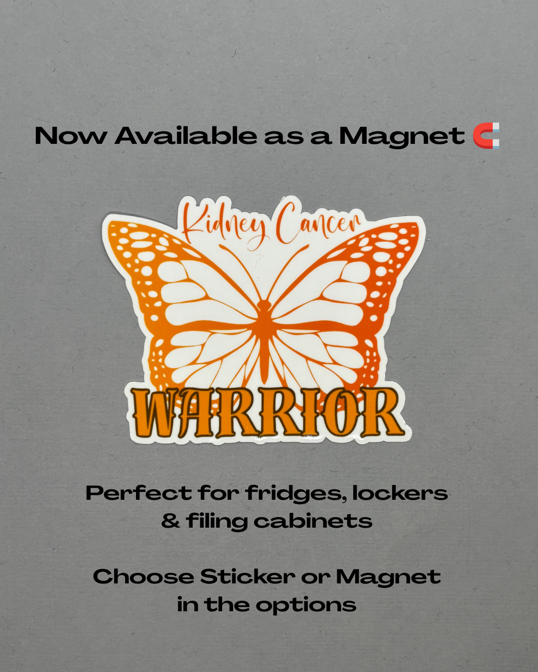 Kidney Cancer Warrior Butterfly Sticker or Magnet