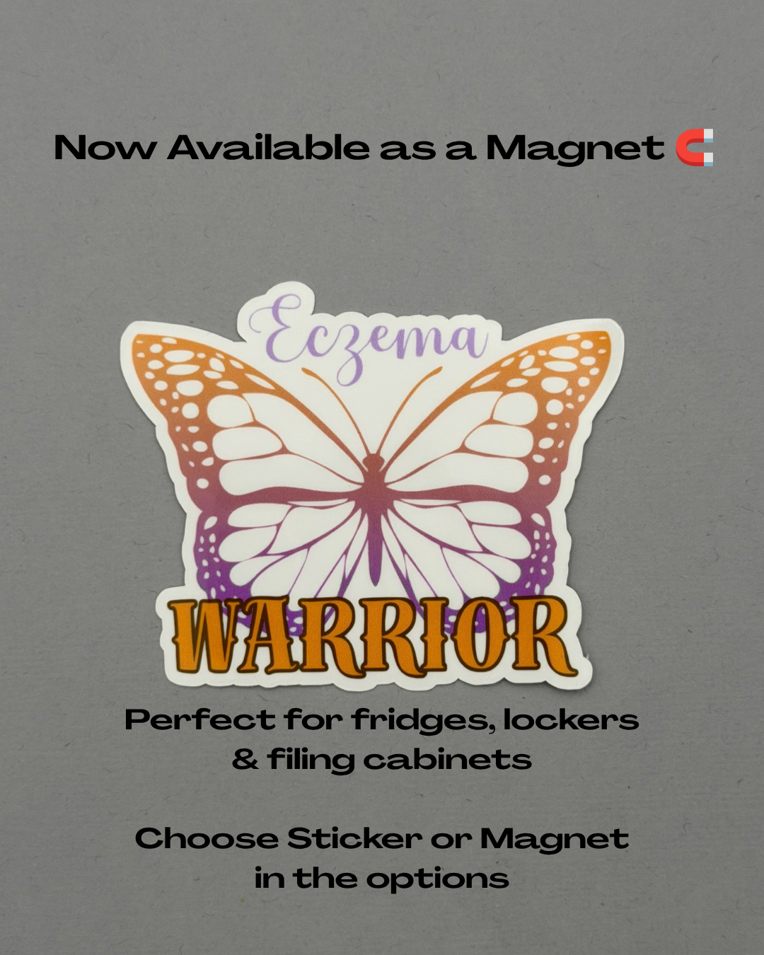 Eczema Warrior Butterfly Sticker or Magnet