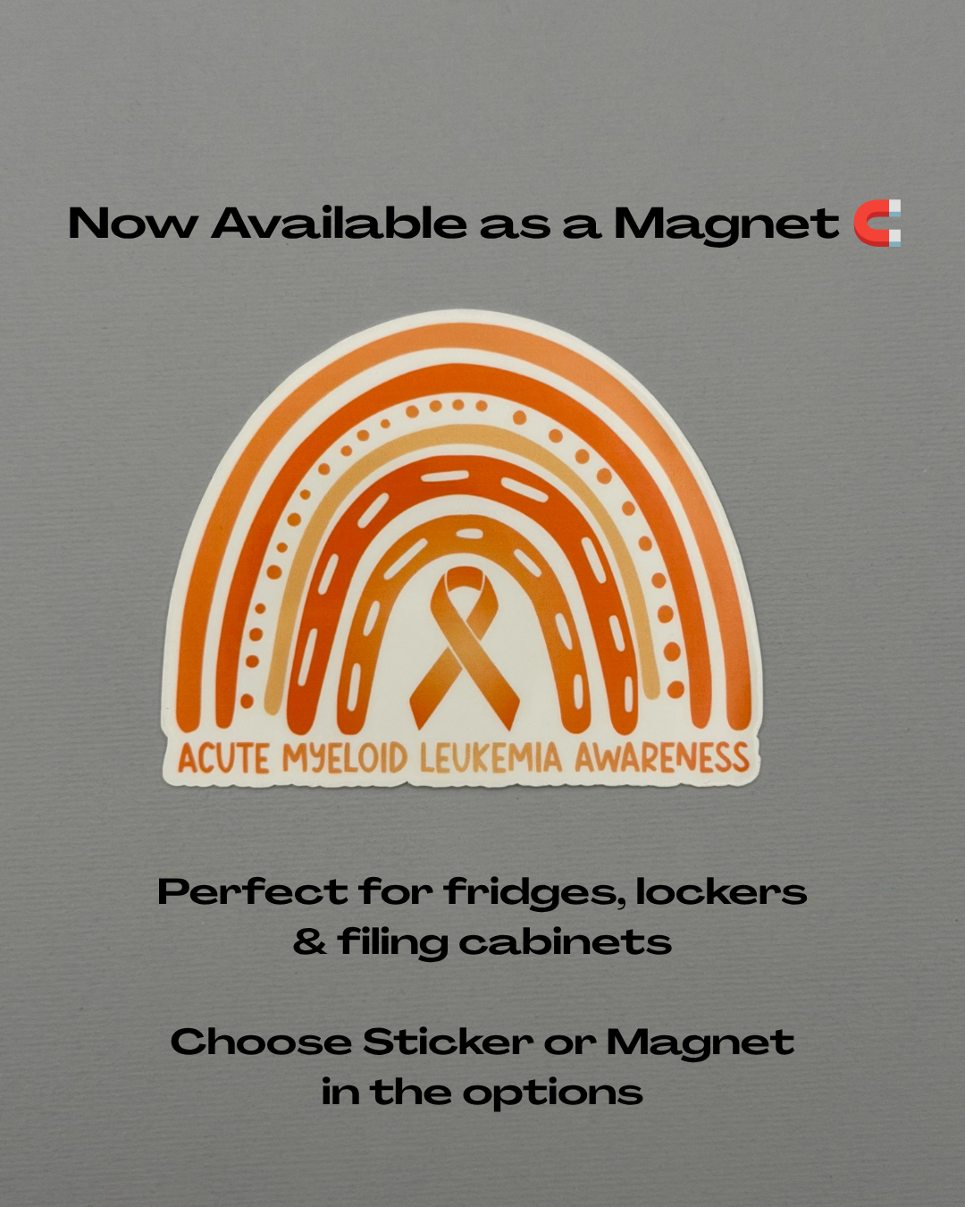 Acute Myeloid Leukemia Awareness Rainbow Sticker or Magnet | AML
